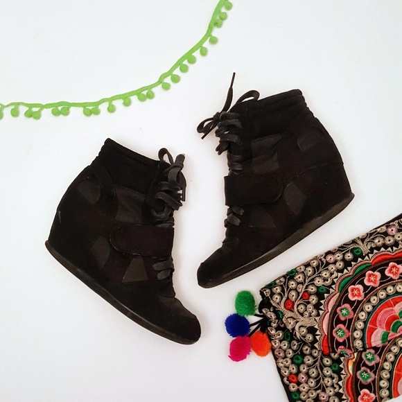 Black Wedge Heel Booties - Picture 1 of 2